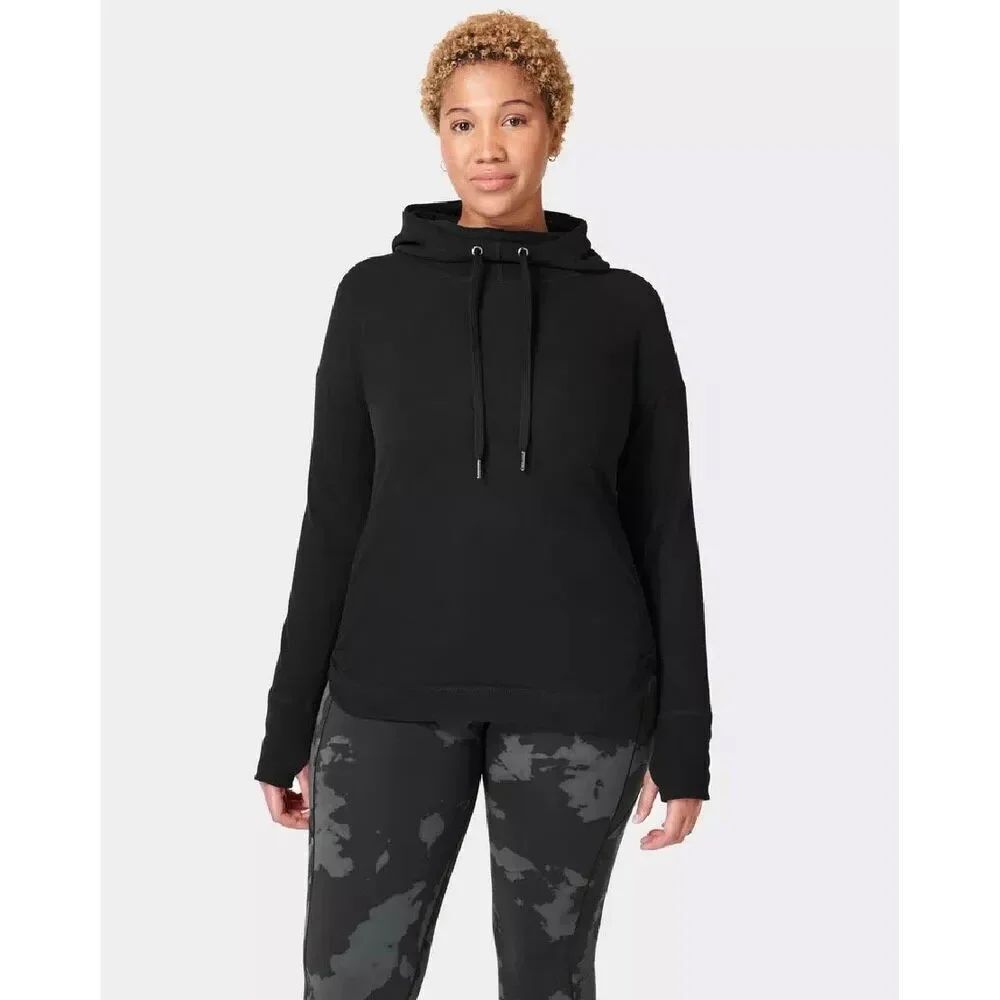 Sweaty Betty Escape Pullover Luxe Fleece Hoodie Sweatshirt Black Medium